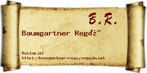 Baumgartner Regő névjegykártya